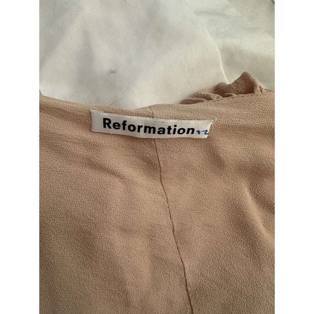 Reformation Nude Beige Wrap Maxi Dress Size 6 Deep V Neck Viscose - Picture 8 of 8